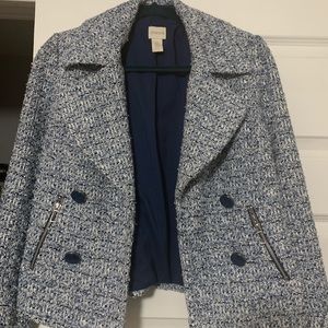 Ladies jacket by Chico’s NWOT SZ 0 navy and silver